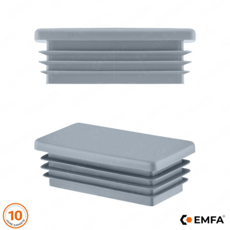 Tapones rectangulares para perfiles de acero 20x100 mm color Gris 10 piezas