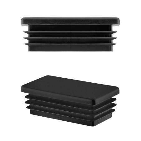 Tapones rectangulares para perfiles de acero 10x20 mm color Negro 10 piezas