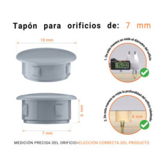 Tapón ciego de plástico Gris para agujeros de 10x7 mm