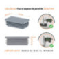 Tapones rectangulares para perfiles de acero 50x120 mm color Gris Inserto rectangular Gris para tubo de 50x120 mm con dimensiones técnicas y guía para la correcta medición de los tapones.