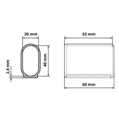 Casquillo deslizante para tubo ovalado 20x40 tapa plástica para tubo ovalado 20x40 EMFA GmbH