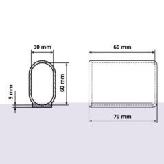 Casquillo deslizante para tubo ovalado 30x60 tapa plástica para tubo ovalado 30x60 EMFA GmbH