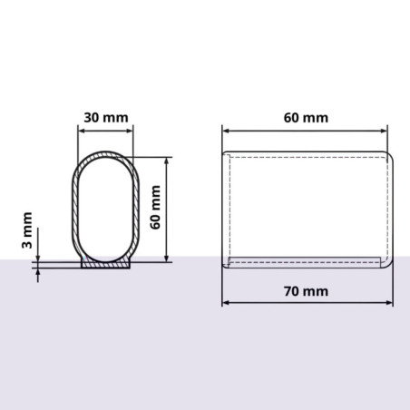 Casquillo deslizante para tubo ovalado 30x60 tapa plástica para tubo ovalado 30x60 EMFA GmbH
