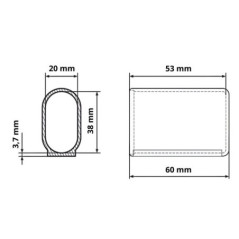 Casquillo deslizante para tubo ovalado 20x38 Gris