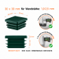 Tapas cuadradas para perfiles de acero 30x30 mm color Verde Tapones cuadrados para cajas de acero de 30x30 mm. Tapones cuadrados Verde, tapones de plástico, tapones de EMFA.