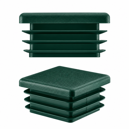 Tapones cuadrados para cajas de acero de 40x40 mm. Tapones cuadrados Verde, tapones de plástico, tapones de EMFA.