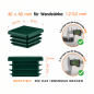 Tapones cuadrados para cajas de acero de 50x50 mm. Tapones cuadrados Verde, tapones de plástico, tapones de EMFA.