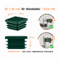 Tapones cuadrados para cajas de acero de 80x80 mm. Tapones cuadrados Verde, tapones de plástico, tapones de EMFA.