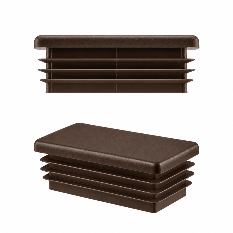 Tapones rectangulares para perfiles de acero 20x80 mm color Marrón