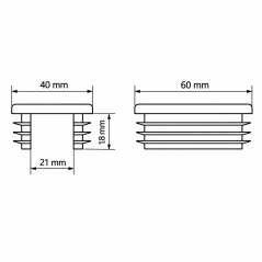 Tapón lamelar rectangular con recorte y pliegue para postes de cercado 60x40 mm Antracita