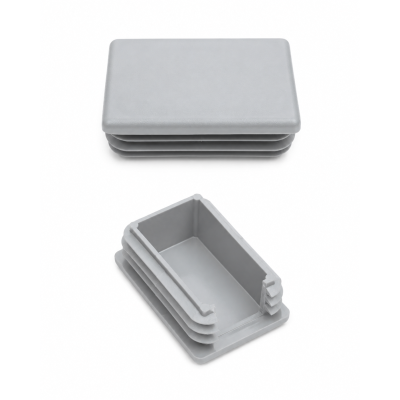 Tapón lamelar rectangular con recorte y pliegue para postes de cercado 60x40 mm Gris