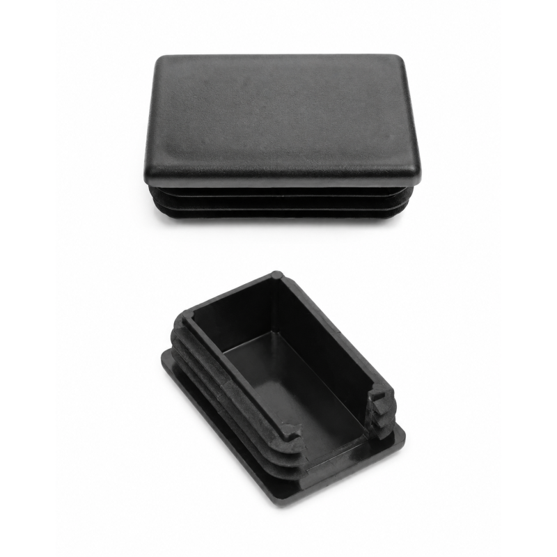 Tapón lamelar rectangular con recorte y pliegue para postes de cercado 60x40 mm Negro