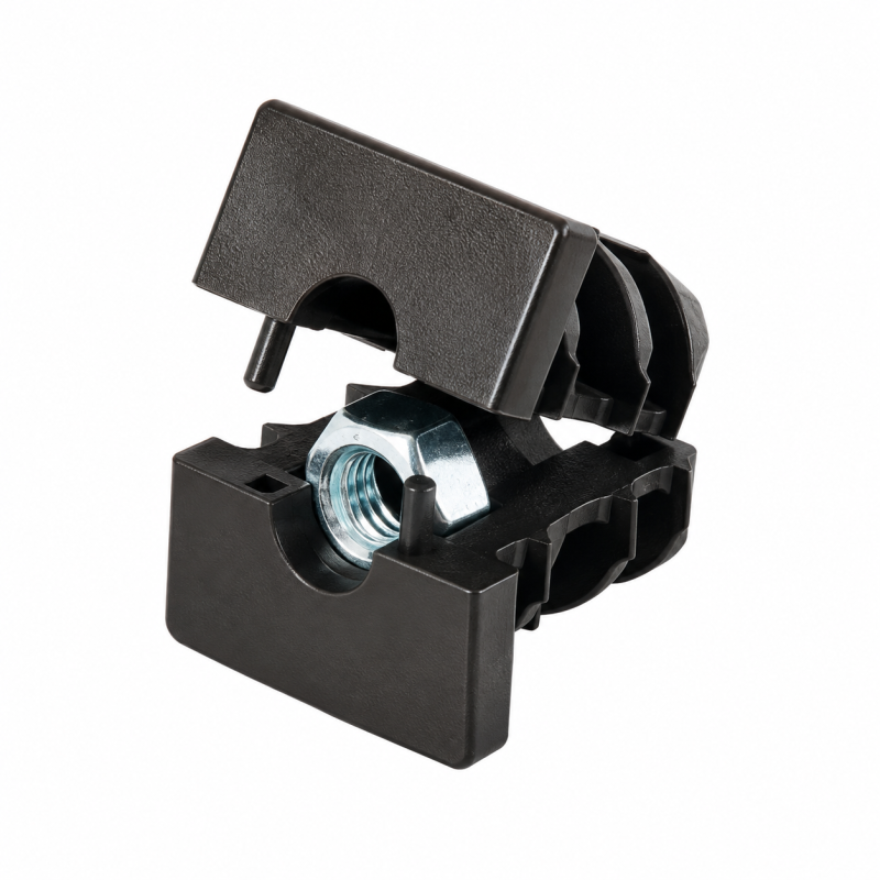 Tapón cuadrado reforzado con inserto metálico roscado 30x30 mm M10 Negro