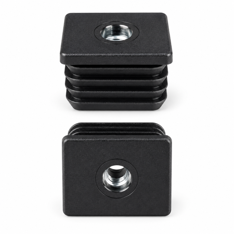 Tapón rectangular con inserto metálico roscado 40x50 mm M10 Negro