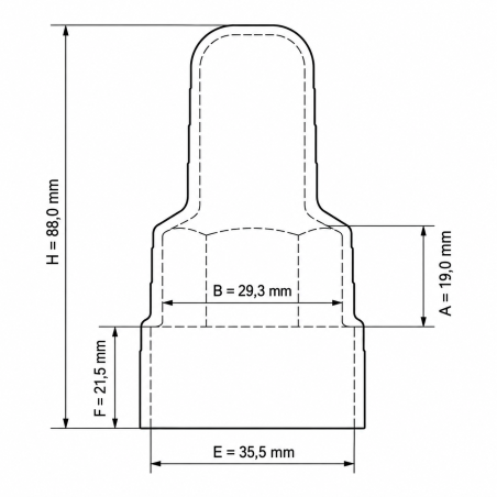 Caperuza alargada para tornillos y tuercas con alojamiento para arandela de PE M20 H88 caperuza para tornillos M20 EMFA GmbH