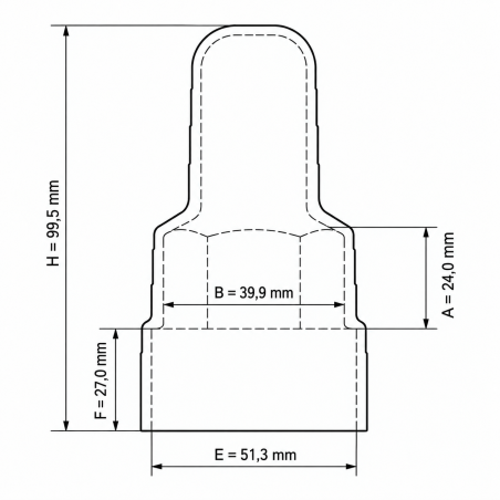 Caperuza alargada para tornillos y tuercas con alojamiento para arandela de PE M27 H100 caperuza para tornillos M27 EMFA GmbH