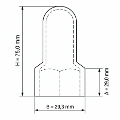 Caperuza alargada para tornillos y tuercas con alojamiento para arandela de PE M20 H70 Negro