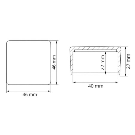 Tapón exterior para perfiles fotovoltaicos 40x40 mm Negro Tapón exterior para perfiles fotovoltaicos 40x40 mm contera EMFA GmbH