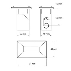 Tapón interior rectangular para poste de valla con orificio 40x60 mm Antracita