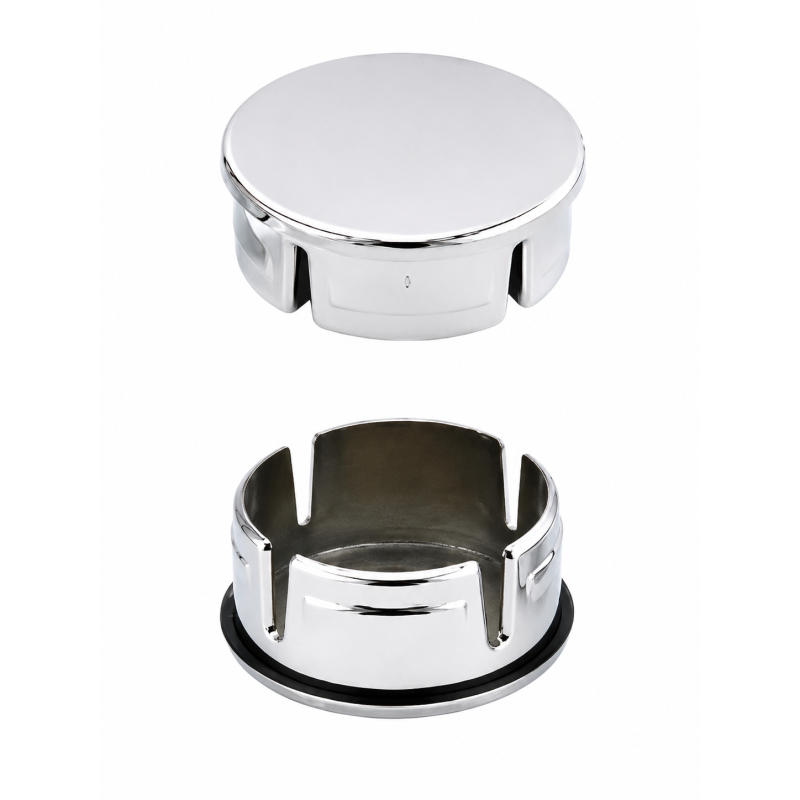 Tapón redondo metalizado efecto cromo 40 mm Efecto cromo