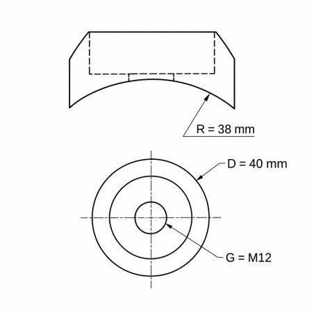 Cubierta esférica para tornillos de parques infantiles M12 FI40 R38 tapa esférica M12 para tornillos EMFA GmbH