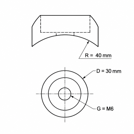 Cubierta esférica para tornillos de parques infantiles M6 FI30 R40 tapa esférica M6 para tornillos EMFA GmbH