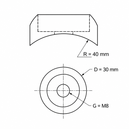 Cubierta esférica para tornillos de parques infantiles M8 FI30 R40 tapa esférica M8 para tornillos EMFA GmbH