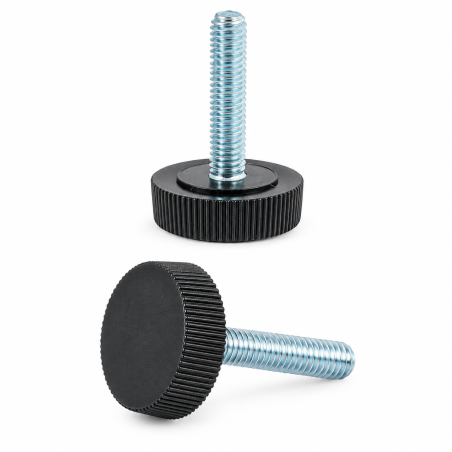 Pie regulable moleteado Ø25 M5x20 - FI25 Negro Pie regulable moleteado Ø25 M5x20 - FI25 nivelador EMFA GmbH