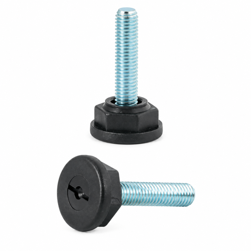 Pie regulable Ø30 hexagonal M8x65 Negro