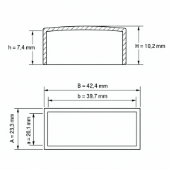 Tapón exterior rectangular plano 39,7x20,1 mm Negro