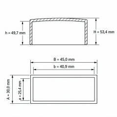 Tapón exterior rectangular plano 40,9x25,4 mm Negro