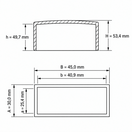 Tapón exterior rectangular plano 40,9x25,4 mm contera EMFA GmbH