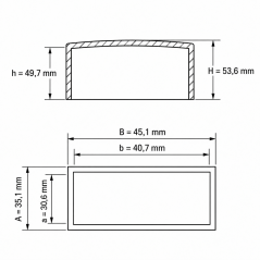 Tapón exterior rectangular plano 40,7x30,6 mm Negro