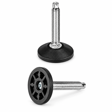 Pie regulable fijo con ajuste superior Ø50 M12x53/63 - FI50 Negro Pie regulable fijo con ajuste superior Ø50 M12x53/63 - FI50 nivelador EMFA GmbH