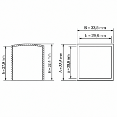 Tapón exterior cuadrado plano 29,6x29,6 mm Negro