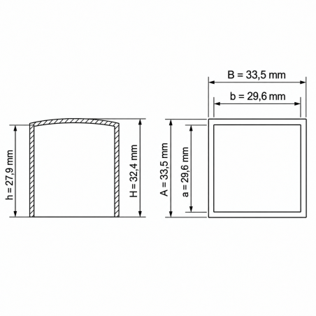 Tapón exterior cuadrado plano 29,6x29,6 mm contera EMFA GmbH