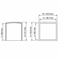 Tapón exterior cuadrado plano 39,7x39,7 mm Negro