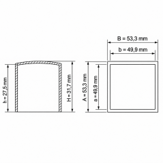Tapón exterior cuadrado plano 49,9x49,9 mm Negro