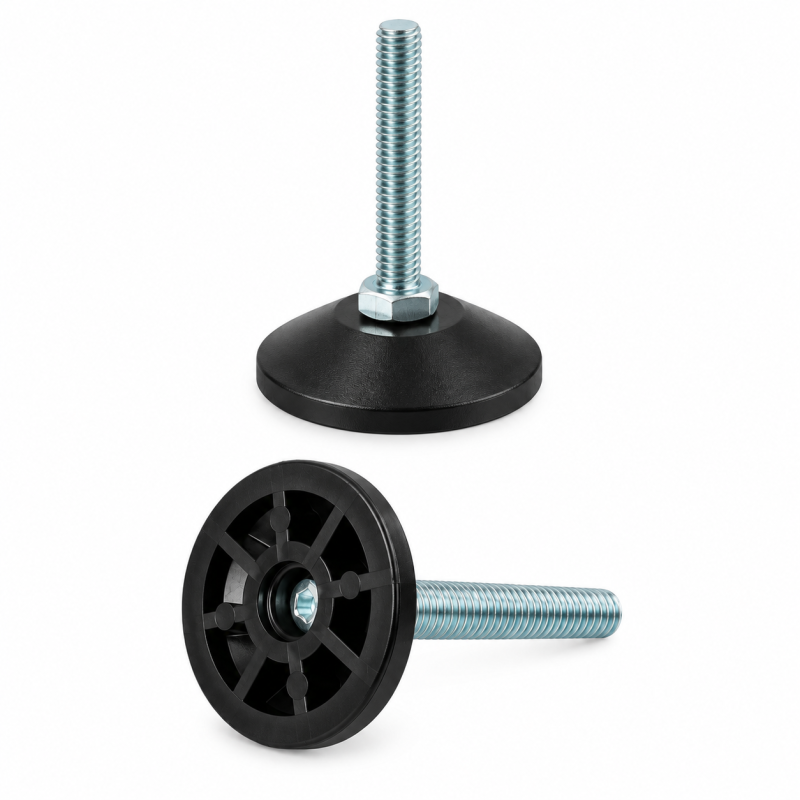 Pie regulable articulado atornillado M8x20 - FI30 Negro